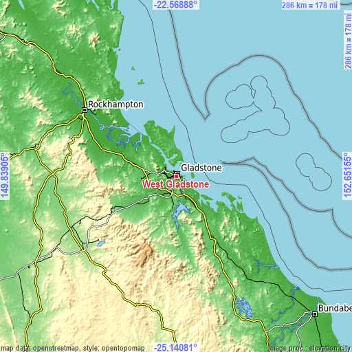 Topographic map of West Gladstone