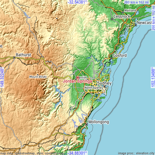 Topographic map of Jordan Springs