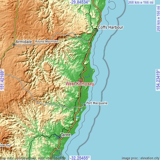 Topographic map of West Kempsey