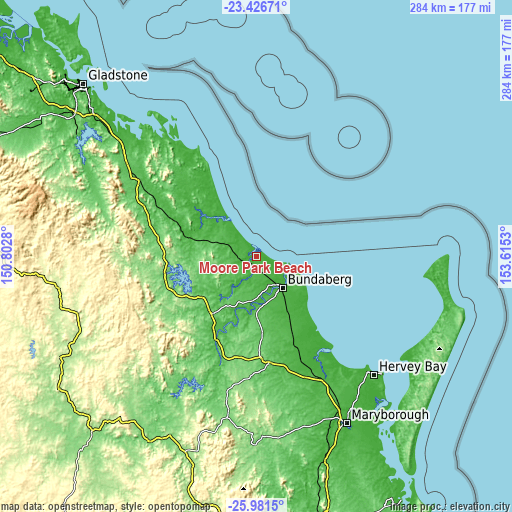 Topographic map of Moore Park Beach