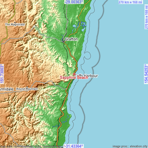 Topographic map of Sapphire Beach