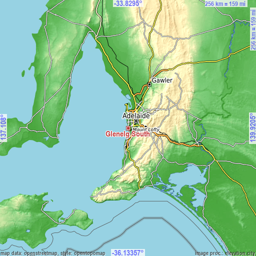 Topographic map of Glenelg South