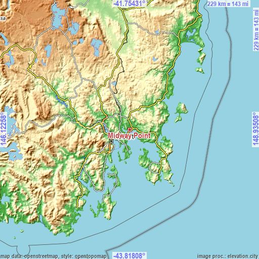 Topographic map of Midway Point