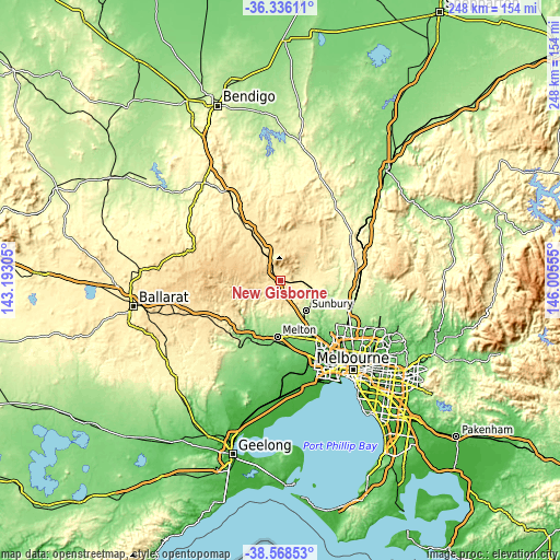 Topographic map of New Gisborne