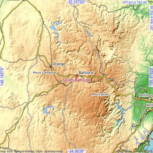 Topographic map of South Bathurst