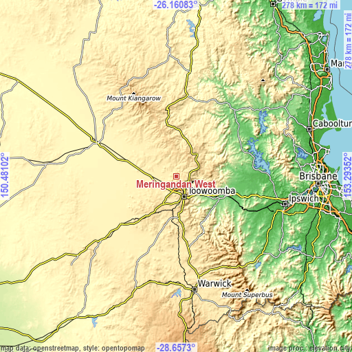 Topographic map of Meringandan West