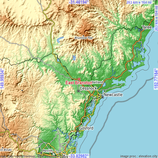 Topographic map of East Branxton