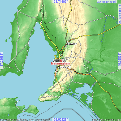 Topographic map of Manningham