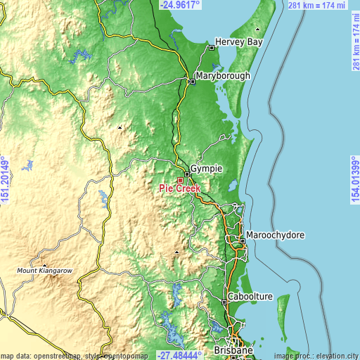 Topographic map of Pie Creek