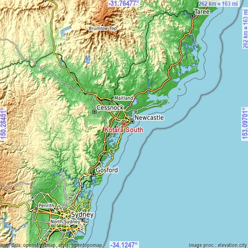 Topographic map of Kotara South