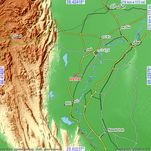 Topographic map of Mehar