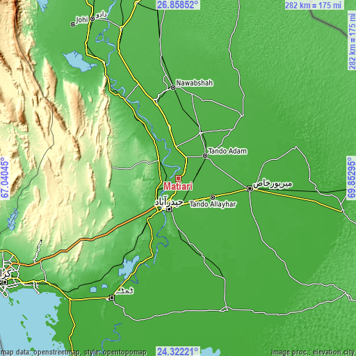 Topographic map of Matiari