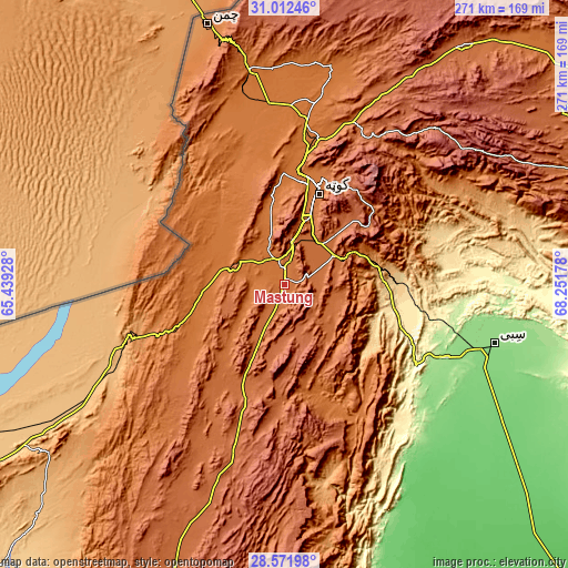 Topographic map of Mastung