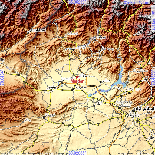 Topographic map of Mardan
