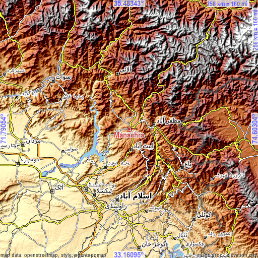 Topographic map of Mansehra