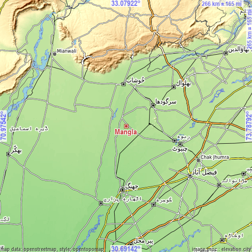 Topographic map of Mangla
