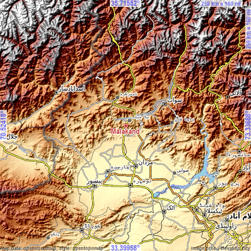 Topographic map of Malakand