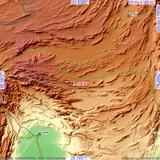Topographic map of Loralai