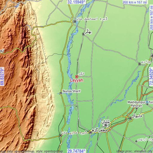 Topographic map of Layyah