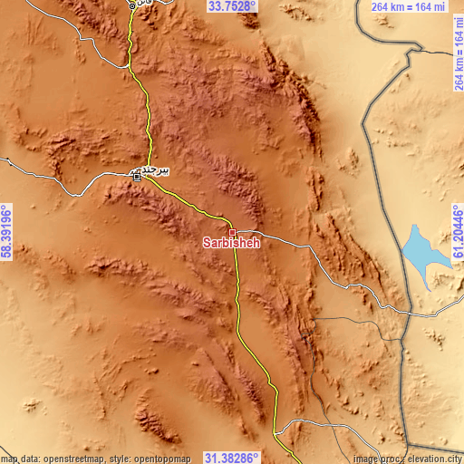 Topographic map of Sarbīsheh