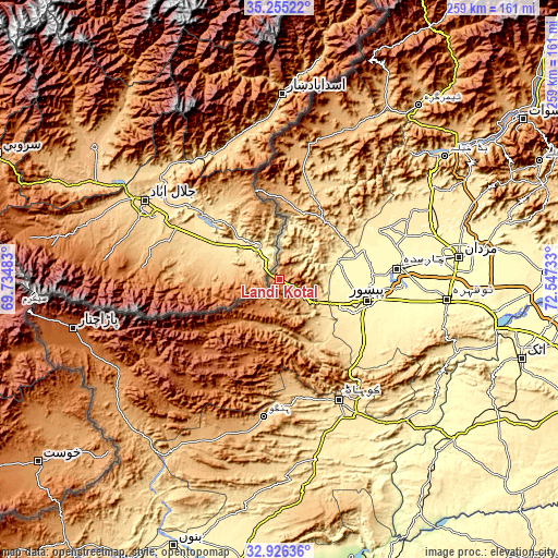 Topographic map of Landi Kotal