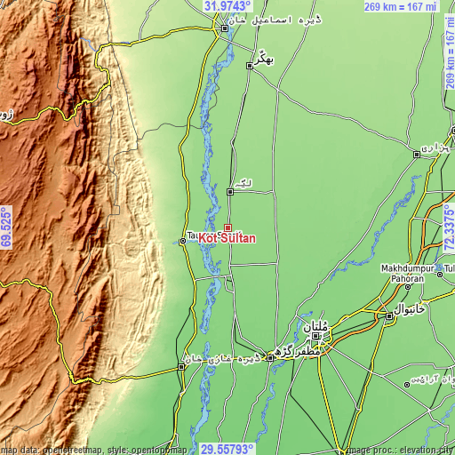 Topographic map of Kot Sultan