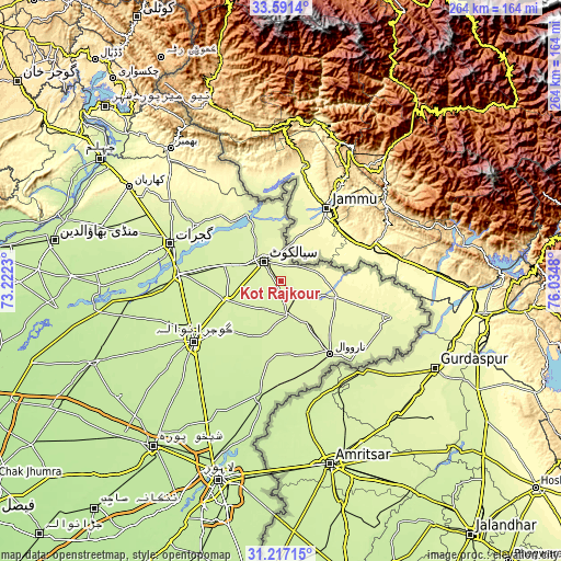 Topographic map of Kot Rajkour
