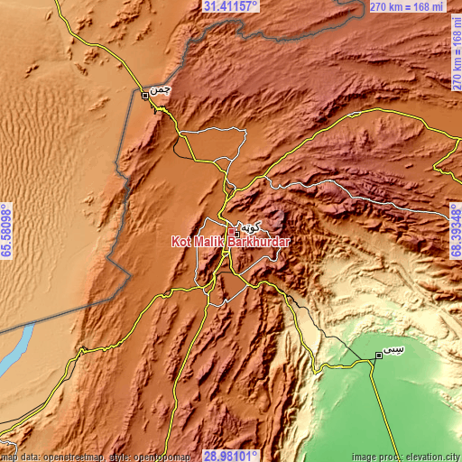 Topographic map of Kot Malik Barkhurdar