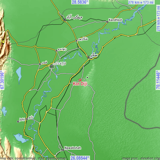 Topographic map of Kot Diji