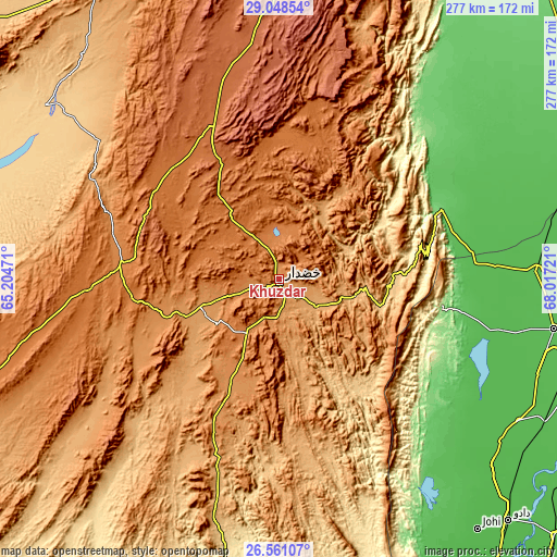 Topographic map of Khuzdar