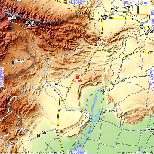 Topographic map of Karak