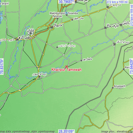 Topographic map of Khairpur Tamewah