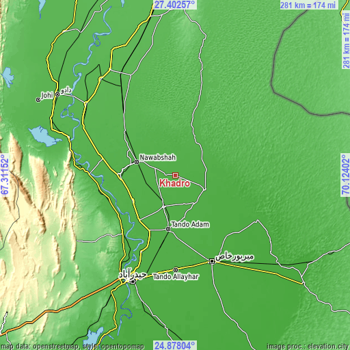 Topographic map of Khadro