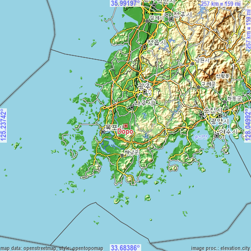 Topographic map of Dopo