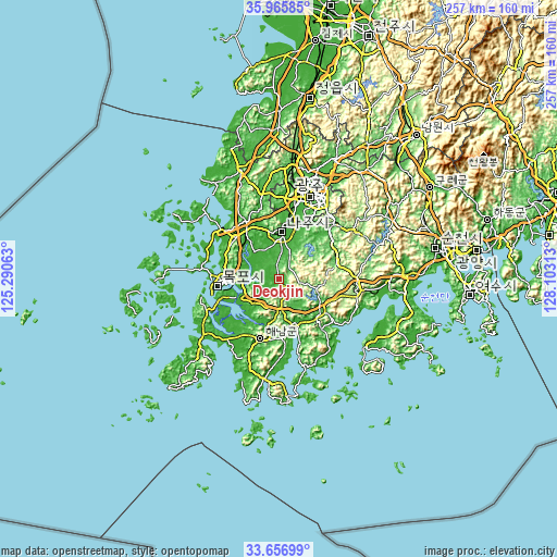 Topographic map of Deokjin