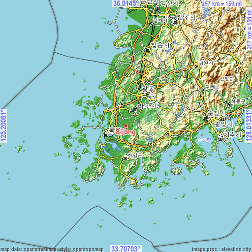 Topographic map of Sijong