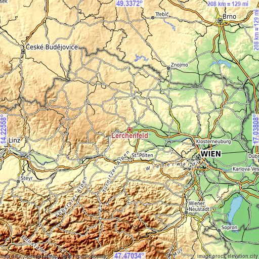 Topographic map of Lerchenfeld