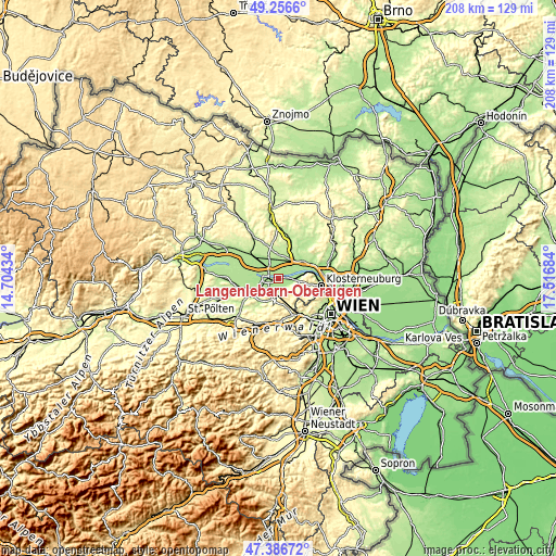 Topographic map of Langenlebarn-Oberaigen