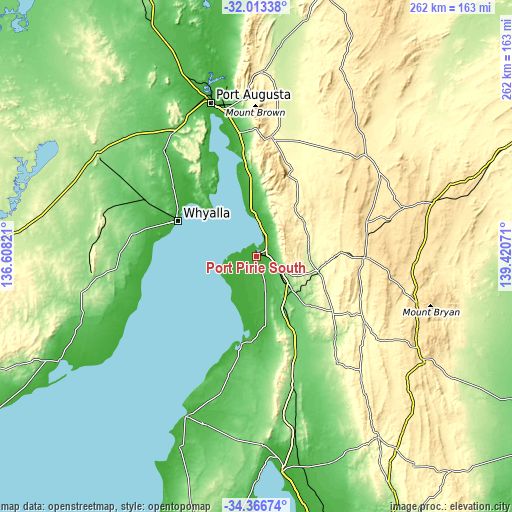 Topographic map of Port Pirie South