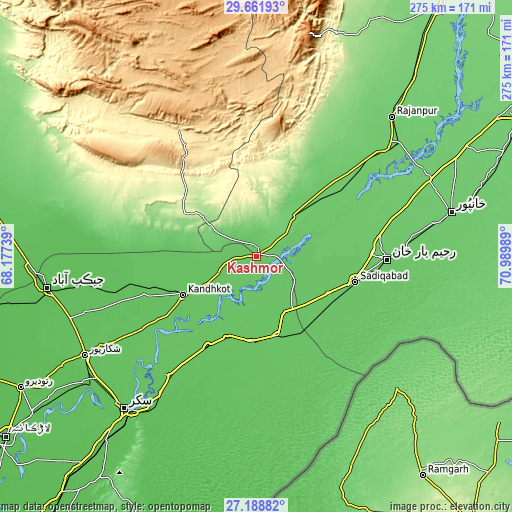 Topographic map of Kashmor