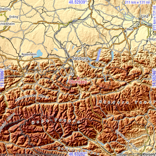 Topographic map of Obergäu
