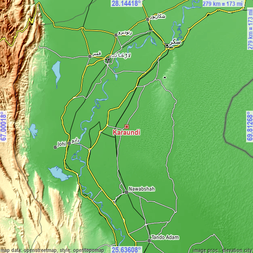 Topographic map of Karaundi