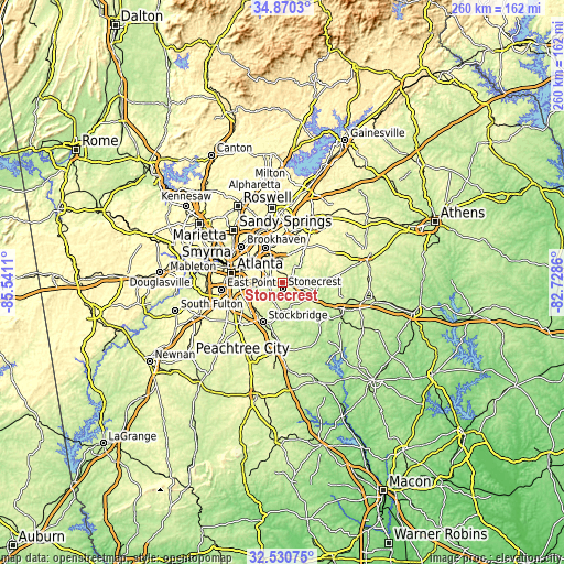 Topographic map of Stonecrest