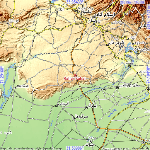 Topographic map of Kallar Kahar