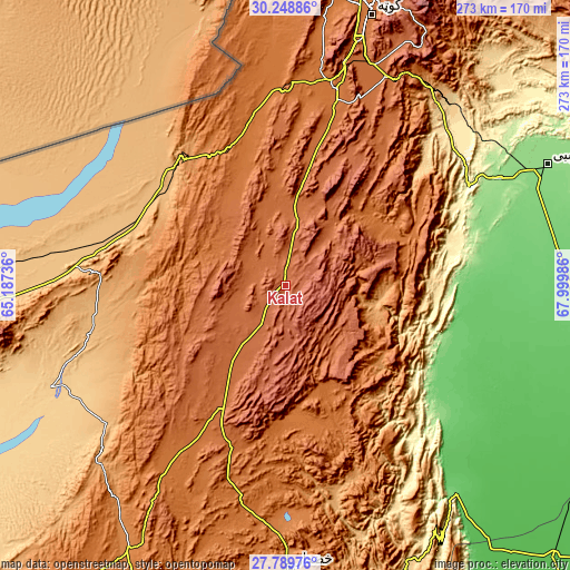 Topographic map of Kalat