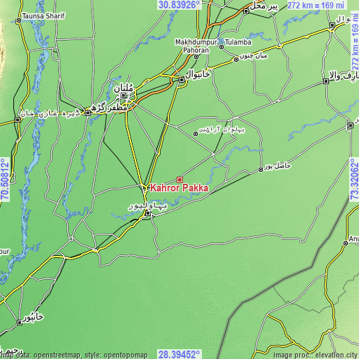 Topographic map of Kahror Pakka