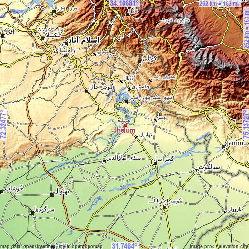 Topographic map of Jhelum