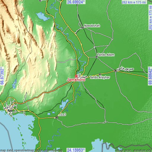 Topographic map of Jamshoro