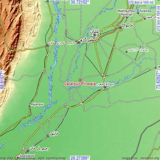 Topographic map of Jalalpur Pirwala