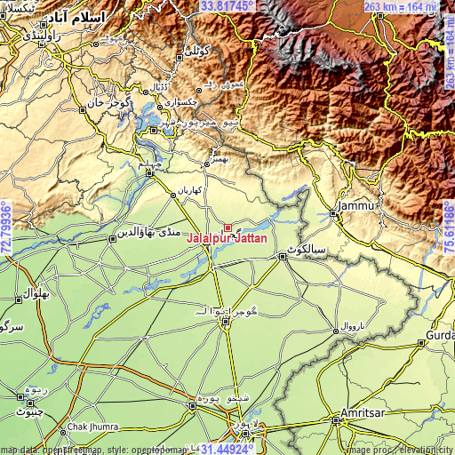 Topographic map of Jalalpur Jattan